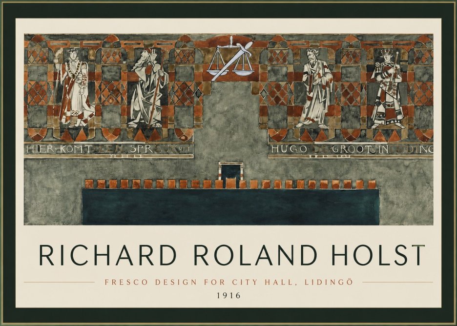 Richard Roland Holst Fresco Design - City Hall, Lidingö No2 - Póster