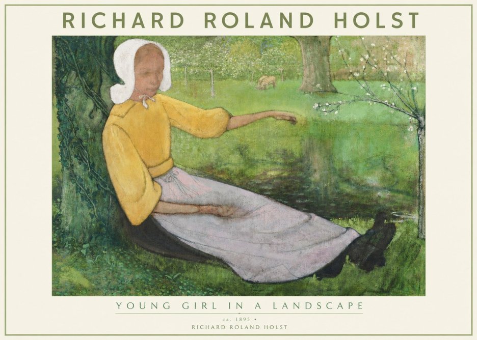 Richard Roland Holst Young Girl Resting by the Pond No3 - Póster