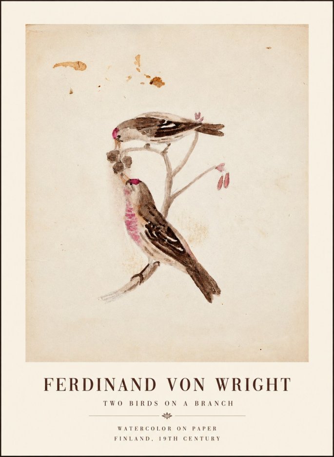 Ferdinand von Wright Two Birds on a Branch No1 - Póster