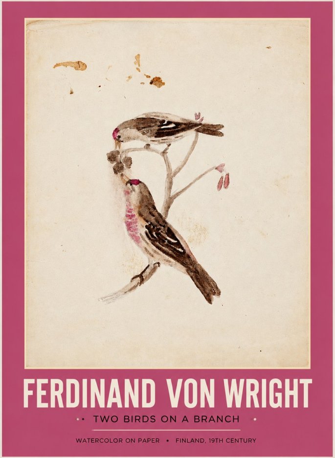 Ferdinand von Wright Two Birds on a Branch No2 - Póster