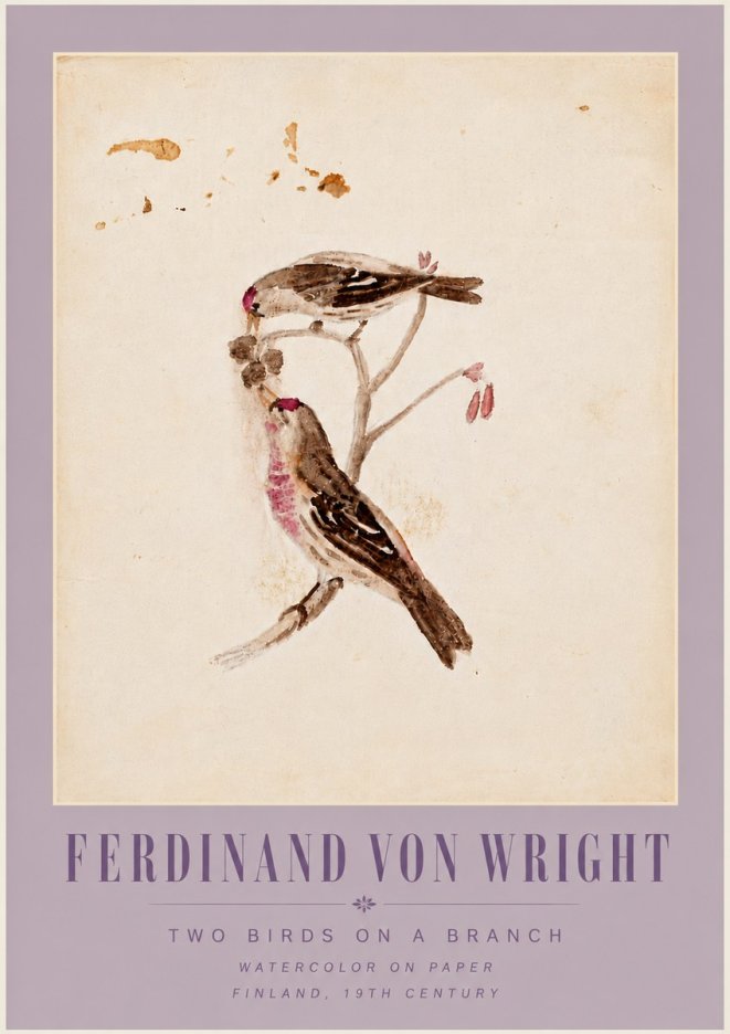 Ferdinand von Wright Two Birds on a Branch No6 - Póster
