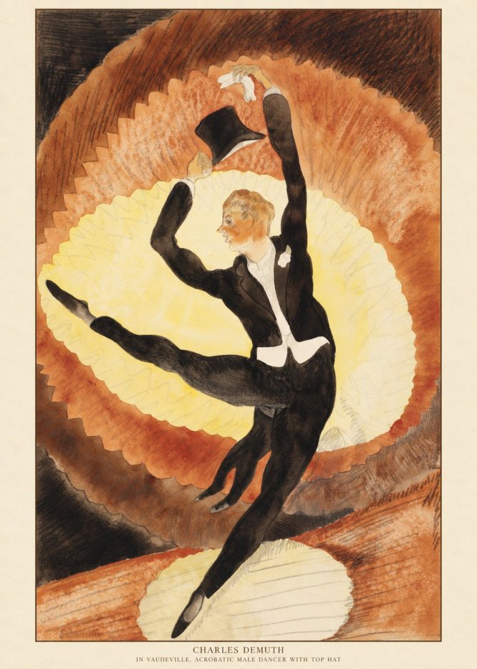 Charles Demuth In Vaudeville, Acrobatic Male Dancer with Top Hat No6 - Póster