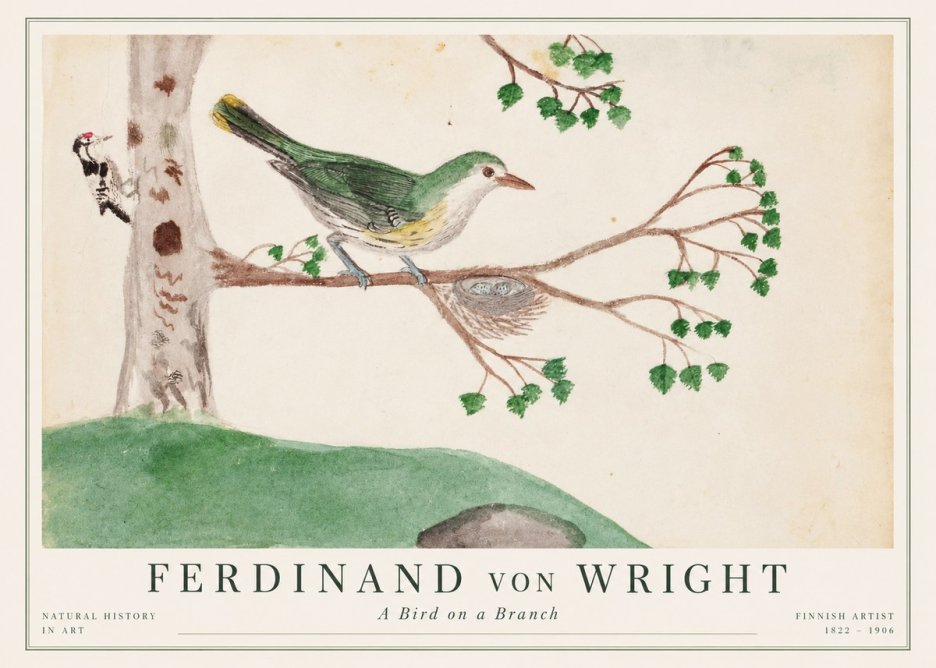 Ferdinand von Wright Green Warbler with Nest No2 - Póster