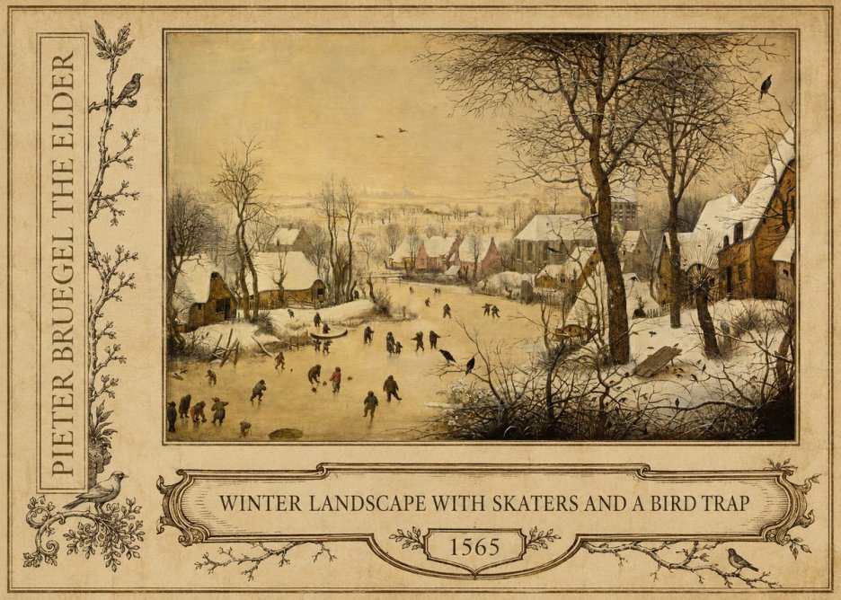 Pieter Bruegel Winter Landscape with Skaters and a Bird Trap No2 - Póster