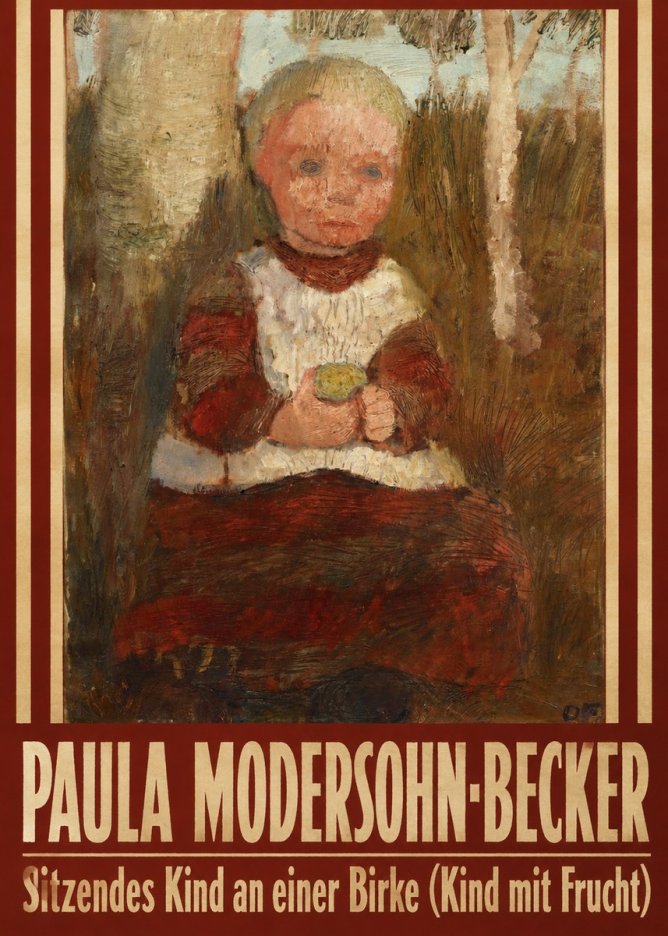 Paula Modersohn-Becker Sitzendes Kind an Einer Birke (Kind Mit Frucht) No4 - Póster