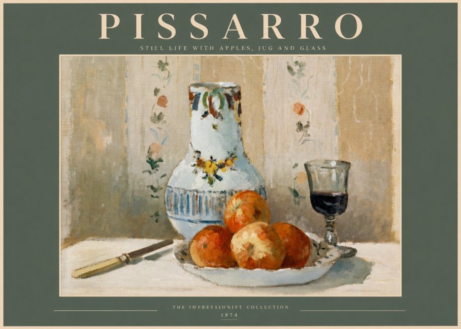 Pissarro Still Life with Apples, Jug and Glass No2 - Póster
