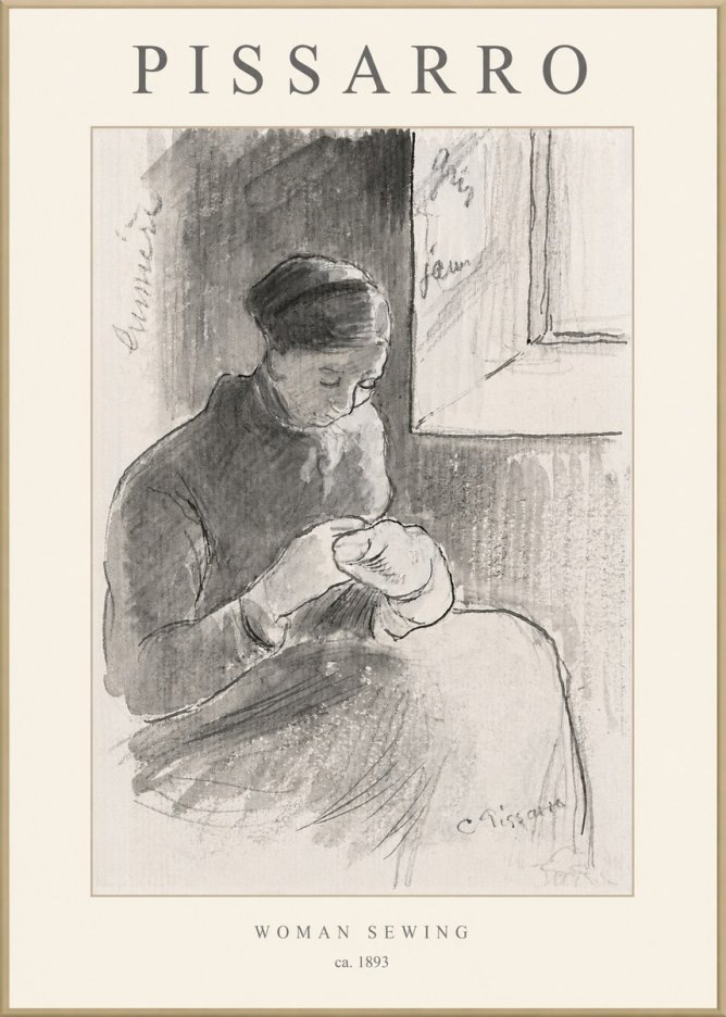 Pissarro Woman Sewing No1 - Póster