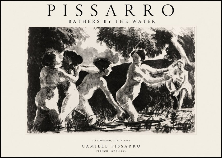 Pissarro Bathers by the Water No1 - Póster