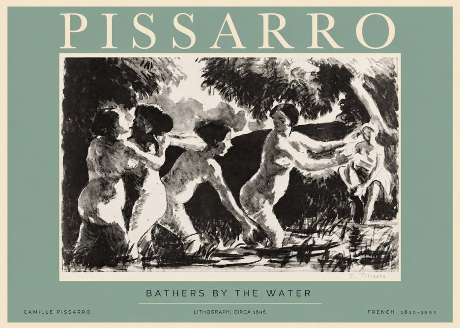 Pissarro Bathers by the Water No2 - Póster