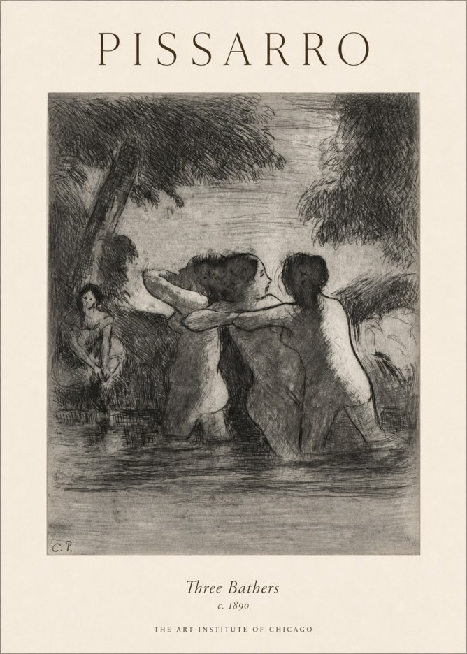 Pissarro Three Bathers No1 - Póster
