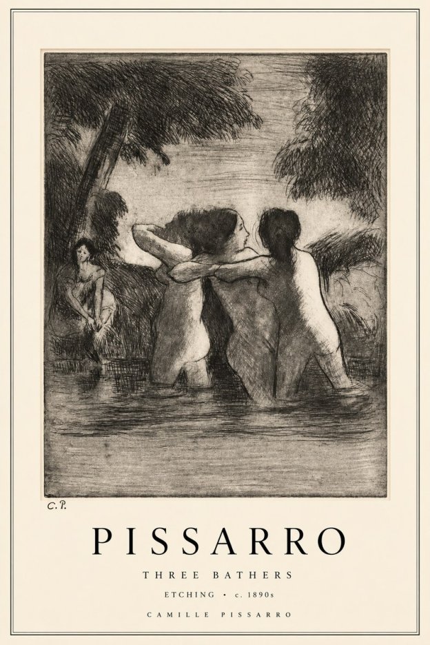 Pissarro Three Bathers No2 - Póster