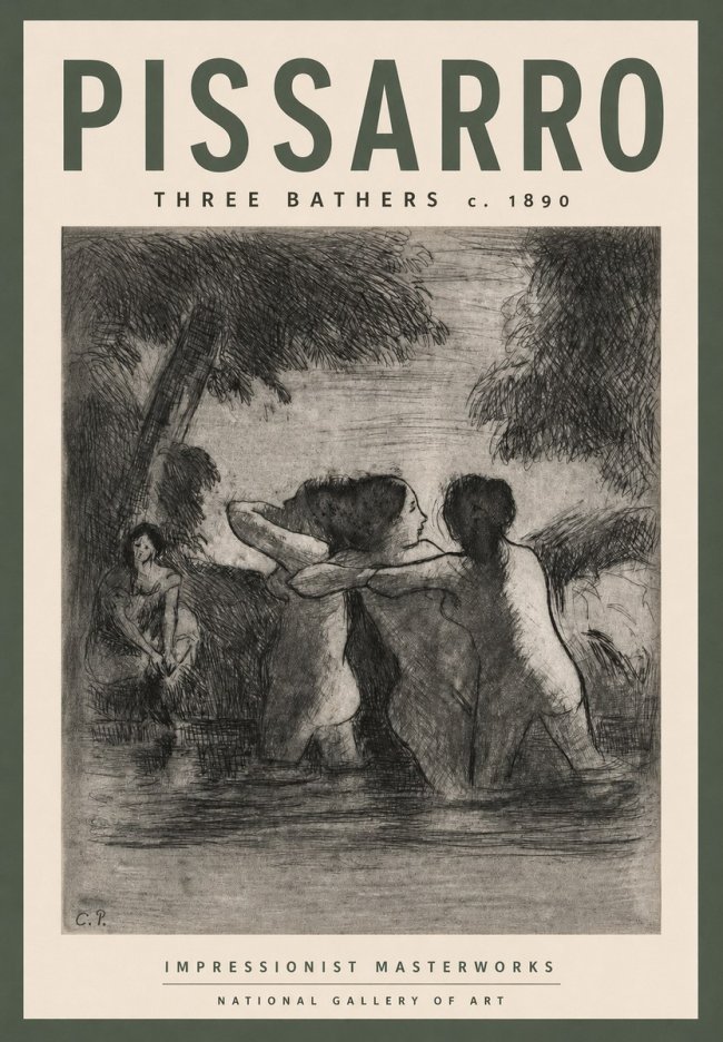 Pissarro Three Bathers No3 - Póster