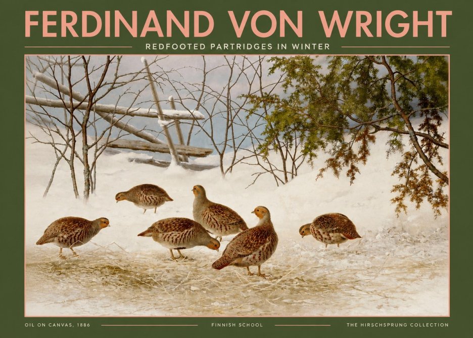 Ferdinand von Wright Redfooted Partridges in Winter No2 - Póster