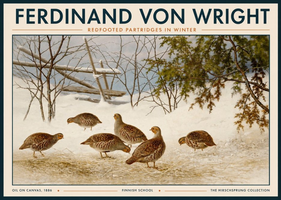 Ferdinand von Wright Redfooted Partridges in Winter No3 - Póster