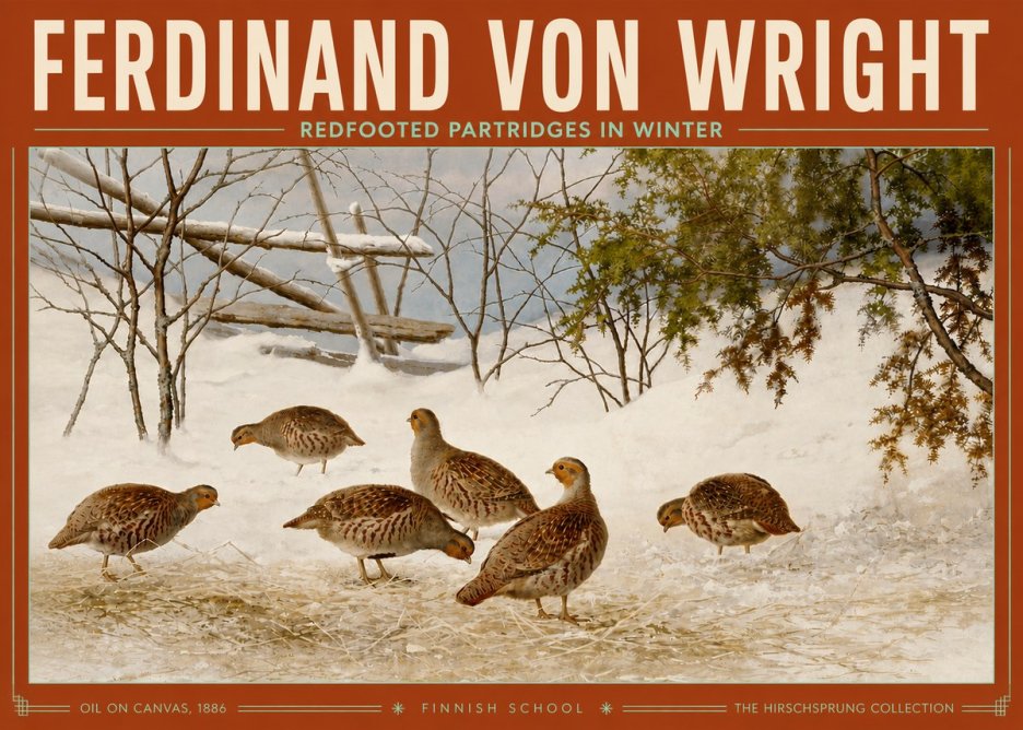 Ferdinand von Wright Redfooted Partridges in Winter No5 - Póster