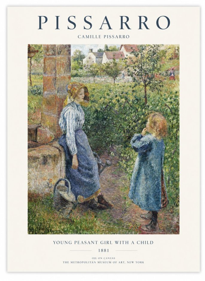 Pissarro Young Peasant Girl with a Child No1 - Póster