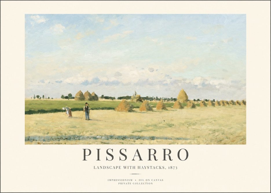 Pissarro Landscape with Haystacks, 1873 No1 - Póster