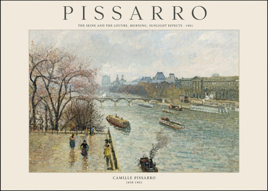 Pissarro The Seine and the Louvre, Morning, Sunlight Effects - 1901 No1 - Póster