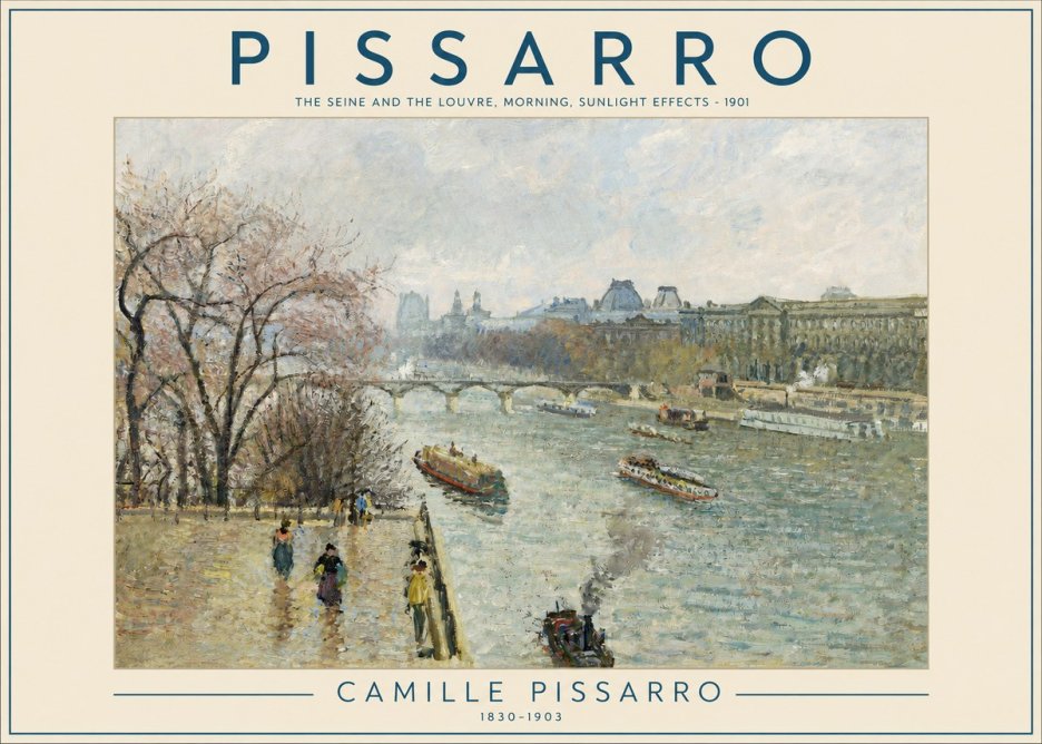 Pissarro The Seine and the Louvre, Morning, Sunlight Effects - 1901 No2 - Póster