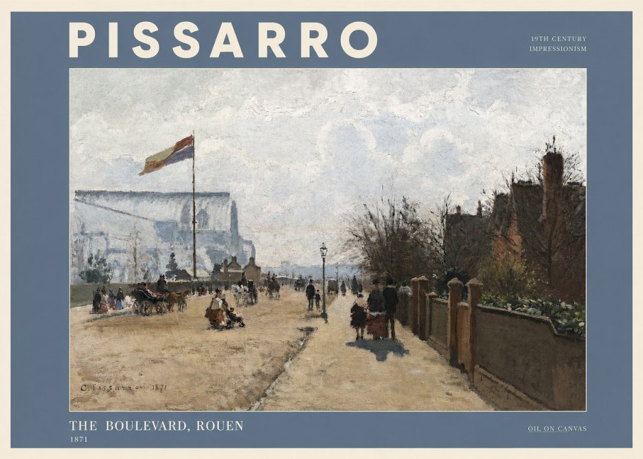 Pissarro The Boulevard, Rouen No2 - Póster