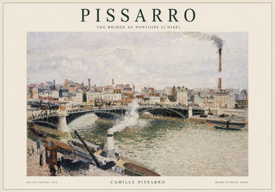 Pissarro The Bridge at Pontoise (L'oise) No1 - Póster
