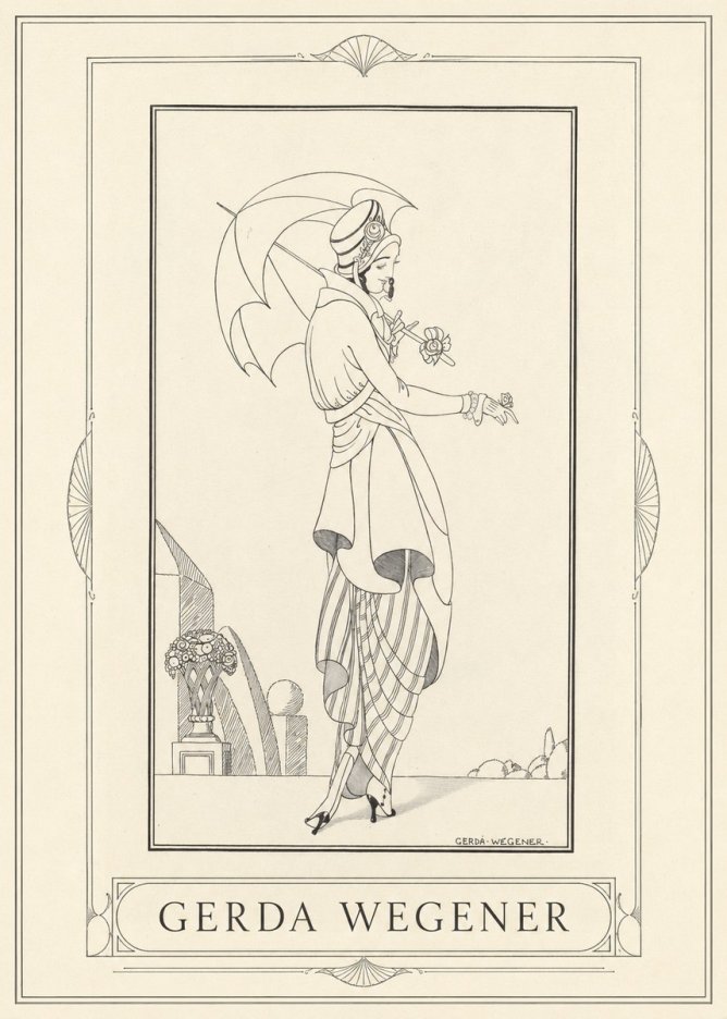 Gerda Wegener Elegant Figure with Parasol No1 - Póster