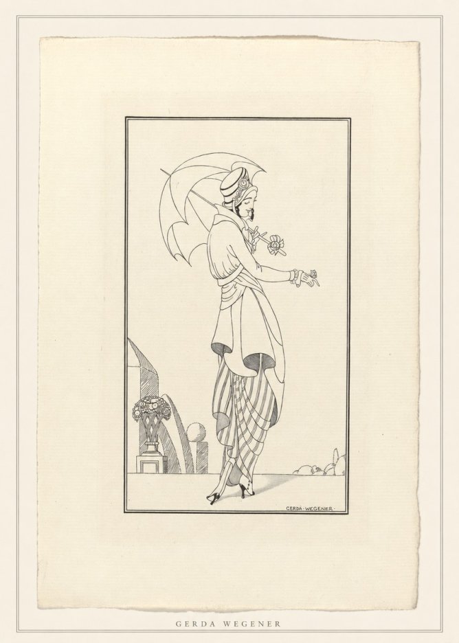 Gerda Wegener Elegant Figure with Parasol No4 - Póster