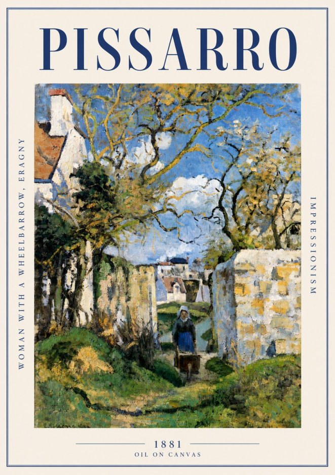 Pissarro Woman with a Wheelbarrow, Eragny No2 - Póster
