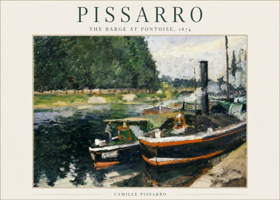 Pissarro The Barge at Pontoise, 1874 No1 - Póster