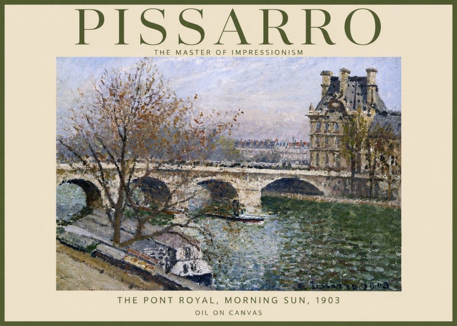 Pissarro The Pont Royal and the Louvre. Morning, 1903 No2 - Póster