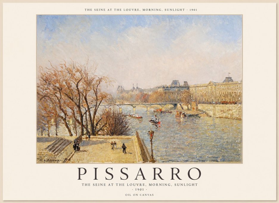 Pissarro The Seine at the Louvre, Morning, Sunlight - 1901 No1 - Póster