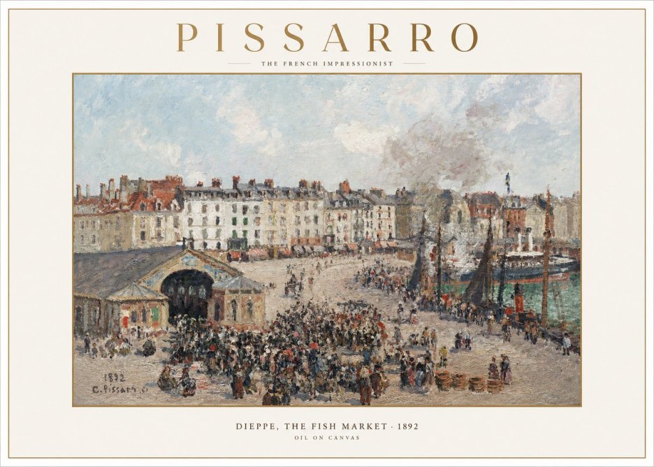 Pissarro Dieppe, the Fish Market No1 - Póster