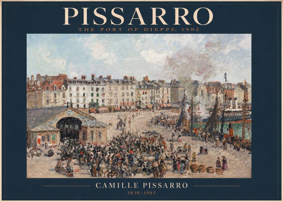 Pissarro Dieppe, the Fish Market No2 - Póster