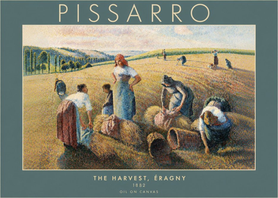 Pissarro The Harvest, Éragny No2 - Póster