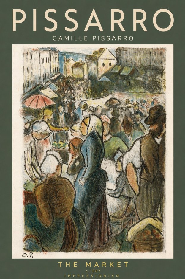 Pissarro The Market, Pontoise No2 - Póster