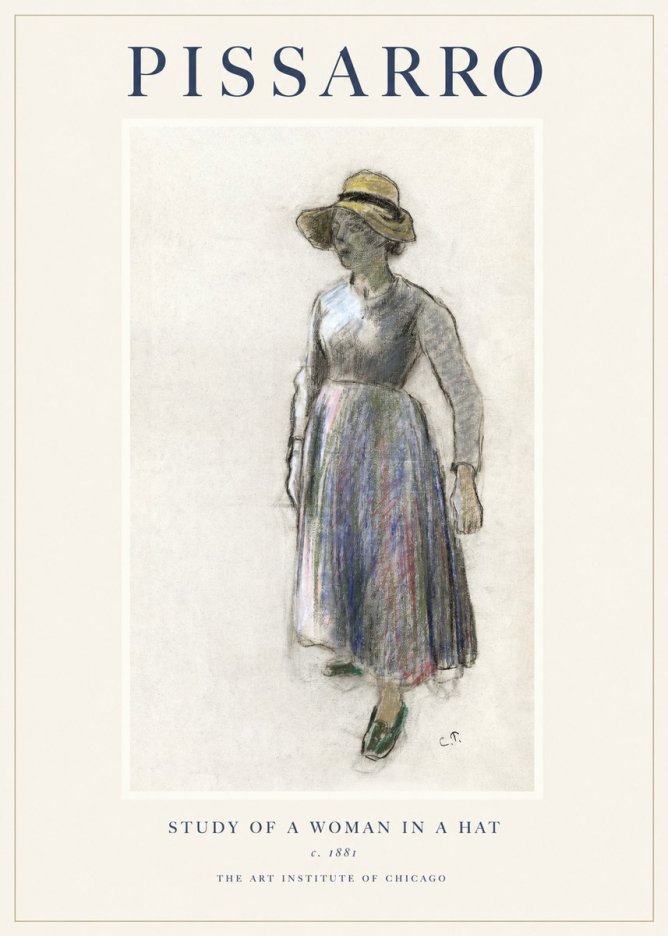 Pissarro Study of a Woman in a Hat No1 - Póster