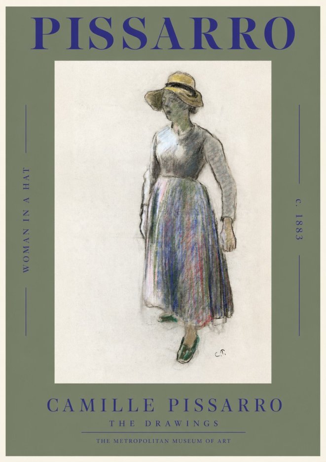 Pissarro Study of a Woman in a Hat No2 - Póster