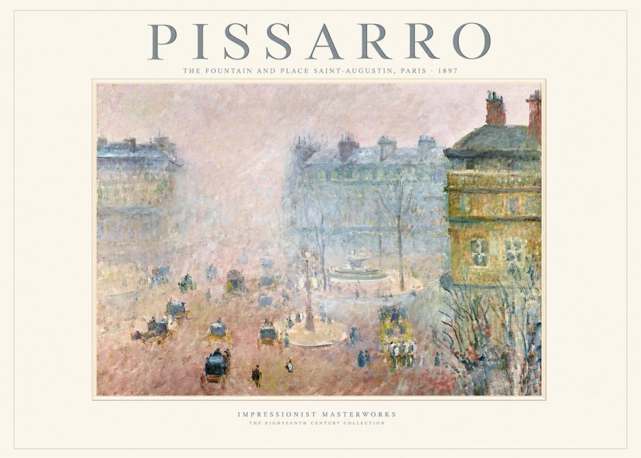 Pissarro The Fountain and Place Saint-augustin, Paris No1 - Póster