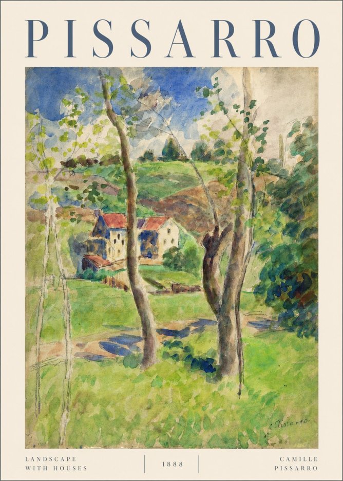 Pissarro Landscape with Houses No3 - Póster