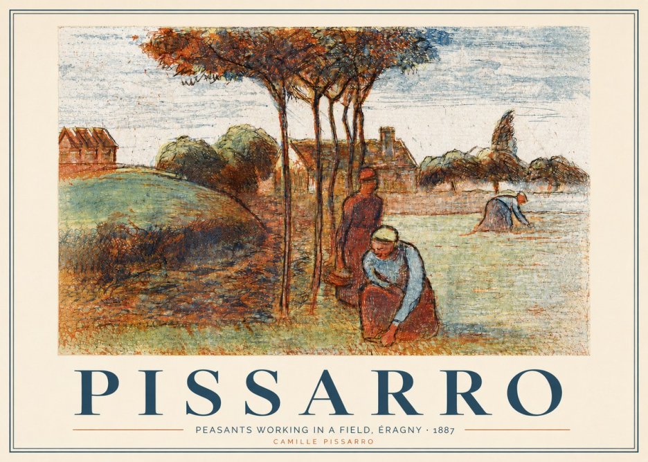 Pissarro Peasants Working in a Field, Éragny · 1887 No3 - Póster