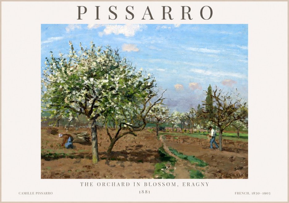 Pissarro The Orchard in Blossom, Eragny No1 - Póster