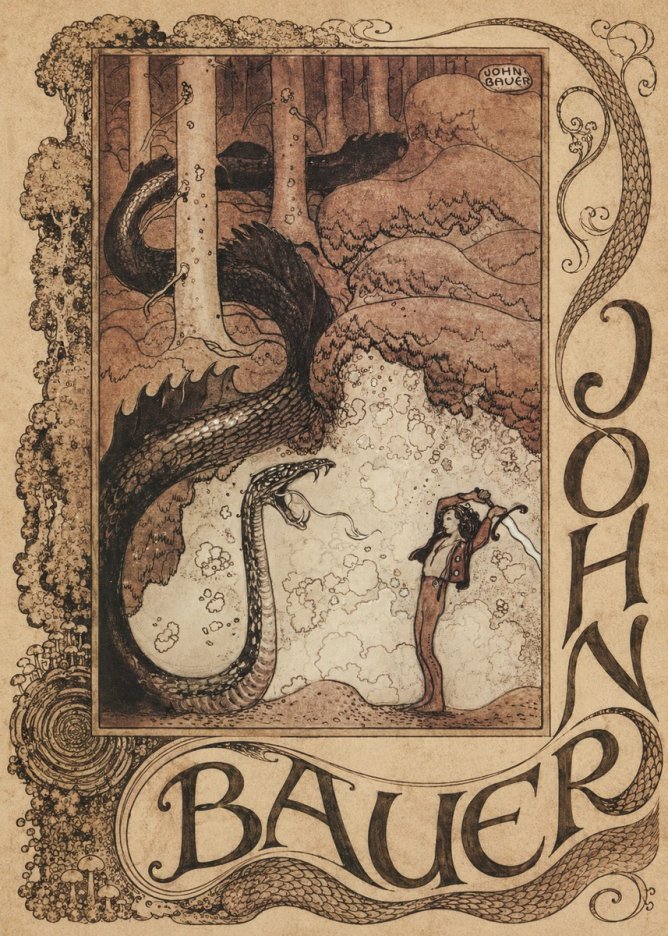John Bauer The Boy and the Serpent No3 - Póster