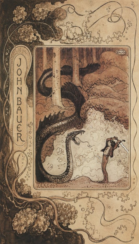 John Bauer The Boy and the Serpent No6 - Póster