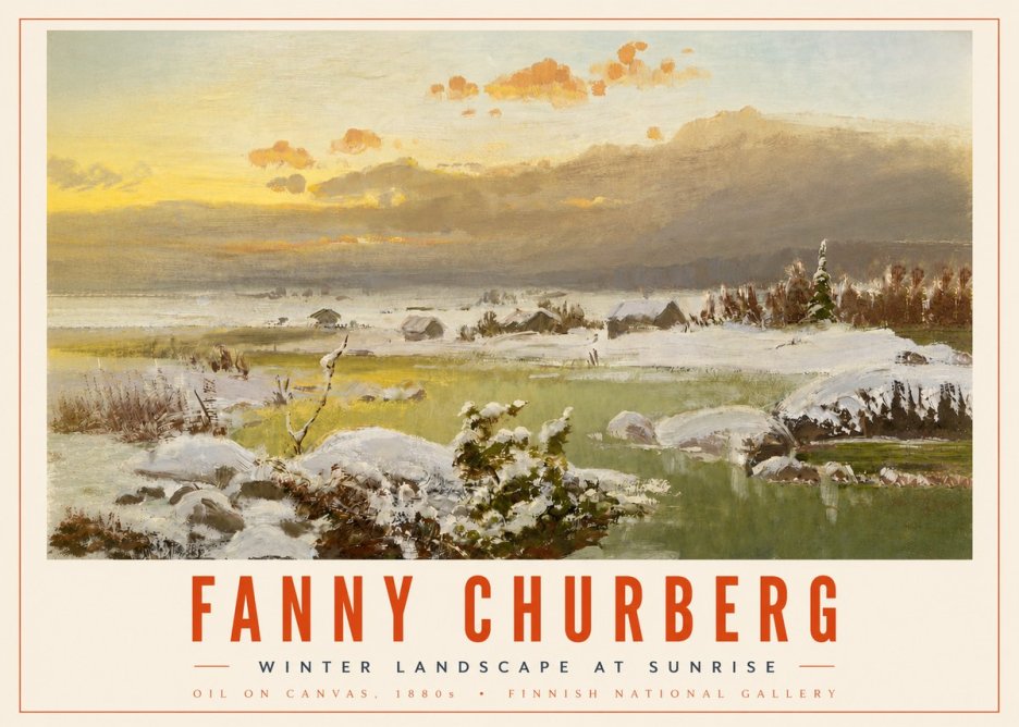 Fanny Churberg Winter Landscape at Sunrise No4 - Póster