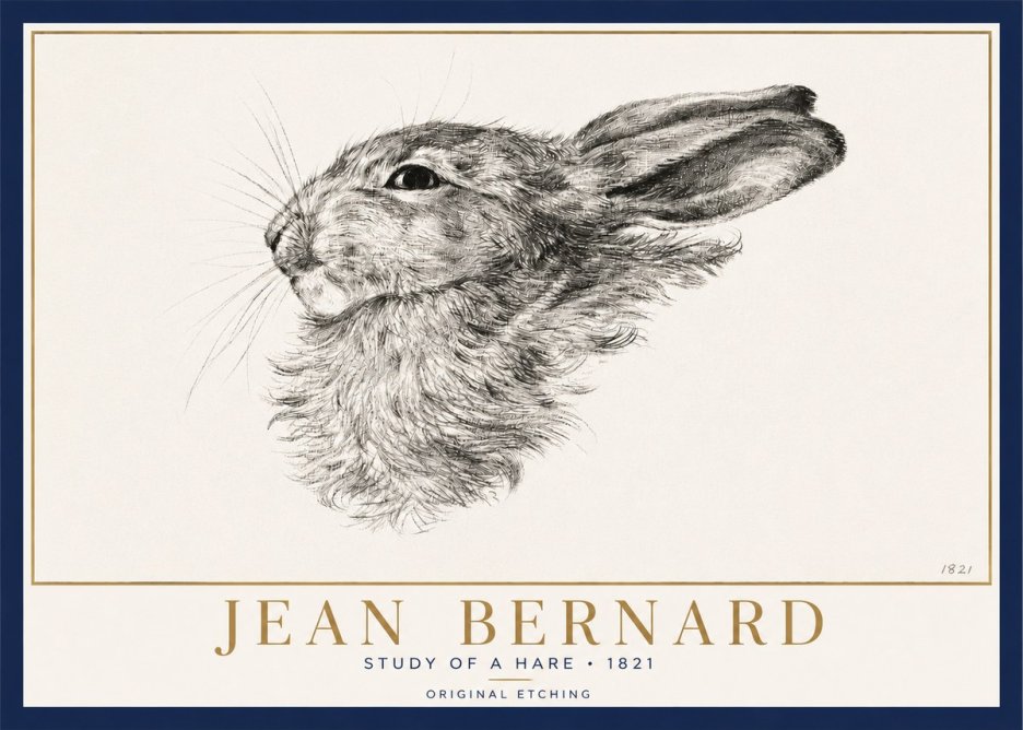 Jean Bernard Study of a Hare No3 - Póster