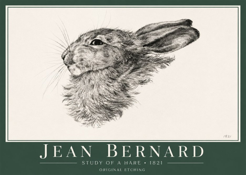 Jean Bernard Study of a Hare No4 - Póster