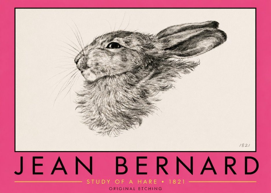 Jean Bernard Study of a Hare No5 - Póster