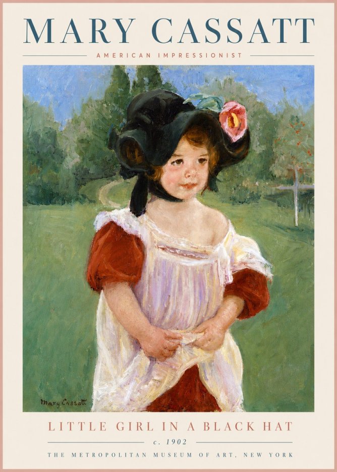 Mary Cassatt Little Girl in a Black Hat No3 - Póster