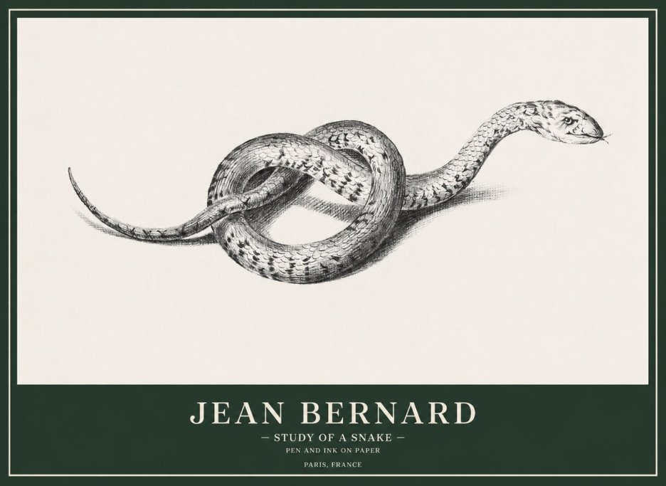Jean Bernard Study of a Snake No1 - Póster