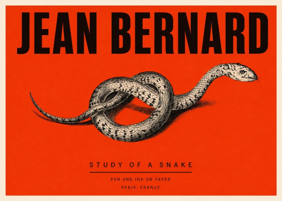 Jean Bernard Study of a Snake No3 - Póster
